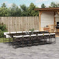 JUNG Vida 13-tlg. Garten-Essgruppe mit Kissen Braun Poly Rattan