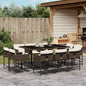 JUNG Vida 11-tlg. Garten-Essgruppe mit Kissen Braun Poly Rattan