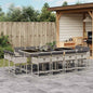 JUNG Vida 13-tlg. Garten-Essgruppe mit Kissen Hellgrau Poly Rattan