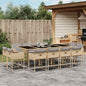 JUNG Vida 13-tlg. Garten-Essgruppe mit Kissen Beigemischung Poly Rattan