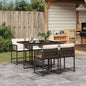 JUNG Vida 5-tlg. Garten-Essgruppe mit Kissen Braun Poly Rattan