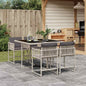 JUNG Vida 5-tlg. Garten-Essgruppe mit Kissen Hellgrau Poly Rattan