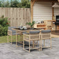 JUNG Vida 5-tlg. Garten-Essgruppe mit Kissen Beigemischung Poly Rattan