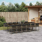 JUNG Vida 13-tlg. Garten-Essgruppe mit Kissen Grau Poly Rattan