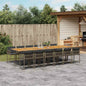 JUNG Vida 13-tlg. Garten-Essgruppe mit Kissen Grau Poly Rattan