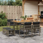 JUNG Vida 9-tlg. Garten-Essgruppe mit Kissen Grau Poly Rattan