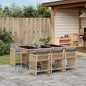 JUNG Vida 7-tlg. Garten-Essgruppe mit Kissen Beigemischung Poly Rattan