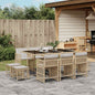 JUNG Vida 11-tlg. Garten-Essgruppe mit Kissen Beige Poly Rattan