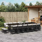 JUNG Vida 17-tlg. Garten-Essgruppe mit Kissen Schwarz Poly Rattan
