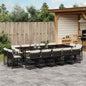 JUNG Vida 15-tlg. Garten-Essgruppe mit Kissen Schwarz Poly Rattan