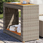JUNG Vida Garten-Beistelltisch mit Holzplatte Grau Poly Rattan