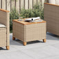 JUNG Vida Gartentisch Beige 45x45x37 cm Poly Rattan Akazienholz