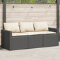 JUNG Vida Gartensofa mit Kissen 3-Sitzer Schwarz Poly Rattan