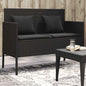 JUNG Vida Gartenbank mit Kissen Schwarz Poly Rattan