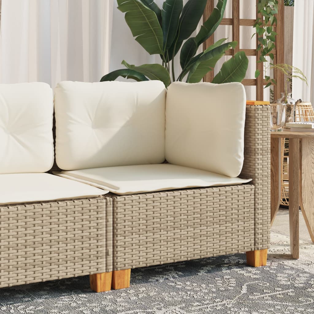 JUNG Vida Garten-Ecksofa mit Kissen Beige Poly Rattan