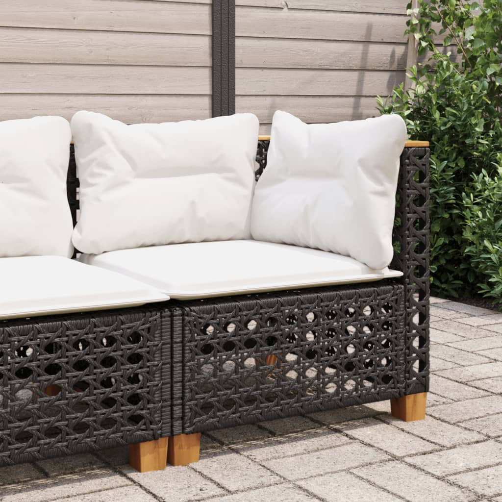 JUNG Vida Garten-Ecksofa mit Kissen Schwarz Poly Rattan