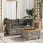 JUNG Vida Garten-Ecksofas mit Kissen 2 Stk. Grau Poly Rattan
