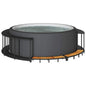 JUNG Vida Whirlpool-Umrandung mit Stauraum Holztreppe Schwarz Poly Rattan