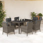 JUNG Vida 7-tlg. Garten-Essgruppe mit Kissen Grau Poly Rattan