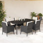 JUNG Vida 7-tlg. Garten-Essgruppe mit Kissen Schwarz Poly Rattan