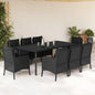 JUNG Vida 9-tlg. Garten-Essgruppe mit Kissen Schwarz Poly Rattan