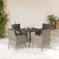 JUNG Vida 5-tlg. Garten-Essgruppe mit Kissen Hellgrau Poly Rattan