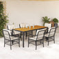 JUNG Vida 7-tlg. Garten-Essgruppe mit Kissen Schwarz Poly Rattan