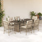 JUNG Vida 7-tlg. Garten-Essgruppe mit Kissen Beige Poly Rattan