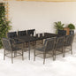 JUNG Vida 9-tlg. Garten-Essgruppe mit Kissen Grau Poly Rattan