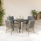 JUNG Vida 5-tlg. Garten-Essgruppe mit Kissen Beigemischung Poly Rattan