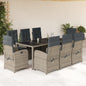 JUNG Vida 9-tlg. Garten-Essgruppe mit Kissen Grau Poly Rattan