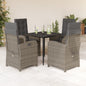 JUNG Vida 5-tlg. Garten-Essgruppe mit Kissen Grau Poly Rattan