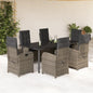 JUNG Vida 7-tlg. Garten-Essgruppe mit Kissen Grau Poly Rattan