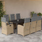 JUNG Vida 9-tlg. Garten-Essgruppe mit Kissen Beigemischung Poly Rattan