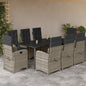 JUNG Vida 9-tlg. Garten-Essgruppe mit Kissen Hellgrau Poly Rattan