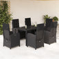 JUNG Vida 7-tlg. Garten-Essgruppe mit Kissen Schwarz Poly Rattan