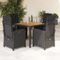 JUNG Vida 5-tlg. Garten-Essgruppe mit Kissen Schwarz Poly Rattan