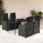 JUNG Vida 5-tlg. Garten-Essgruppe mit Kissen Schwarz Poly Rattan