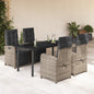JUNG Vida 5-tlg. Garten-Essgruppe mit Kissen Grau Poly Rattan