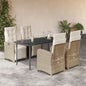 JUNG Vida 5-tlg. Garten-Essgruppe mit Kissen Beige Poly Rattan