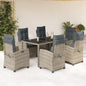 JUNG Vida 7-tlg. Garten-Essgruppe mit Kissen Grau Poly Rattan