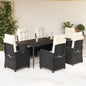 JUNG Vida 7-tlg. Garten-Essgruppe mit Kissen Schwarz Poly Rattan