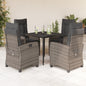 JUNG Vida 5-tlg. Garten-Essgruppe mit Kissen Grau Poly Rattan