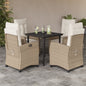 JUNG Vida 5-tlg. Garten-Essgruppe mit Kissen Beige Poly Rattan