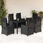 JUNG Vida 7-tlg. Garten-Essgruppe mit Kissen Schwarz Poly Rattan