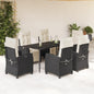 JUNG Vida 7-tlg. Garten-Essgruppe mit Kissen Schwarz Poly Rattan