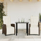 JUNG Vida 3-tlg. Garten-Essgruppe mit Kissen Braun Poly Rattan