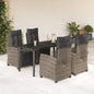 JUNG Vida 5-tlg. Garten-Essgruppe mit Kissen Grau Poly Rattan
