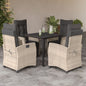JUNG Vida 5-tlg. Garten-Essgruppe mit Kissen Hellgrau Poly Rattan