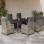 JUNG Vida 7-tlg. Garten-Essgruppe mit Kissen Hellgrau Poly Rattan